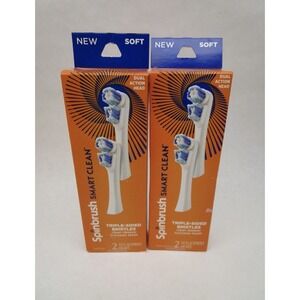 Spinbrush Smart Clean Replacement Heads Soft Dual Action 2 Packs of 2 Total 4ct